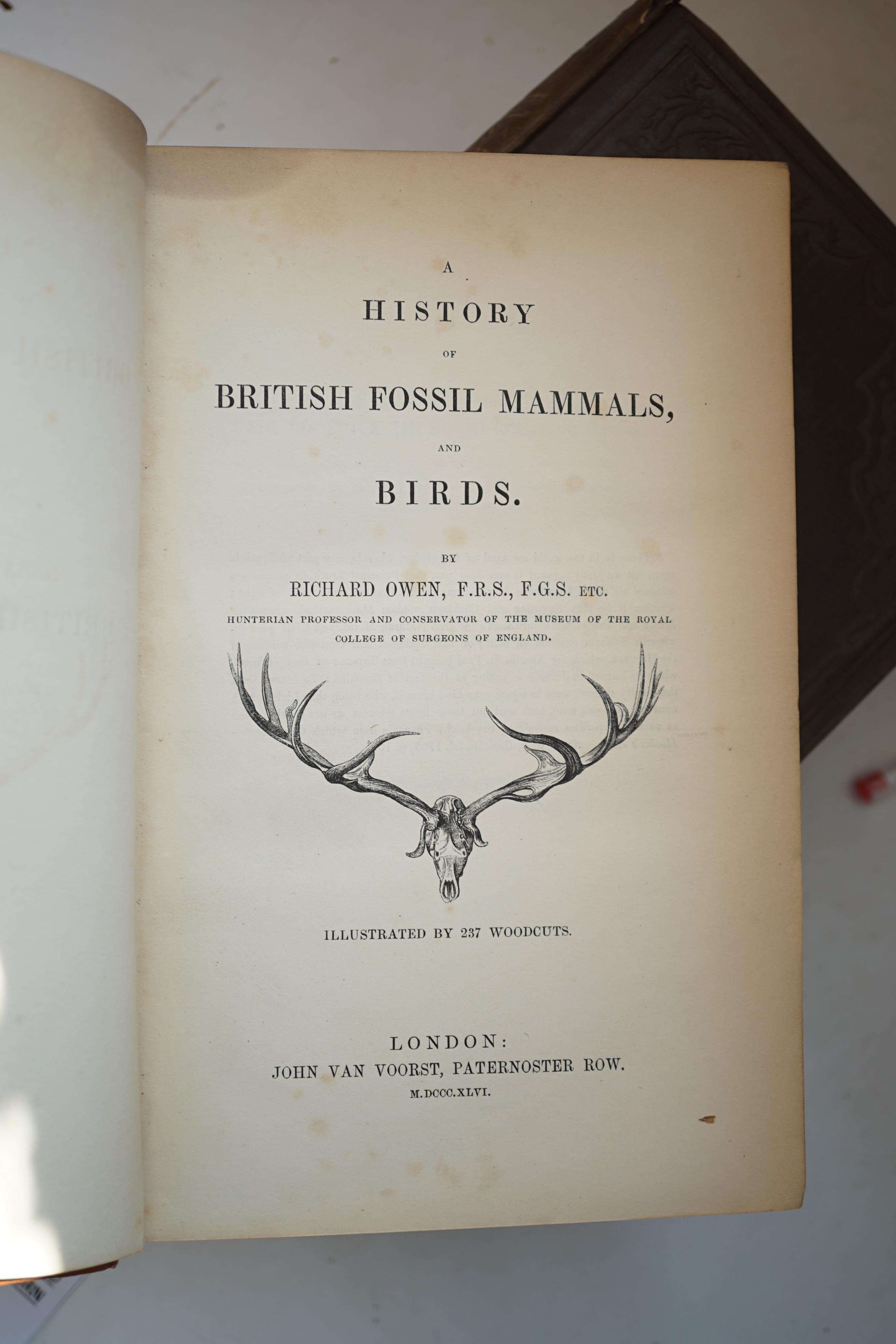 Owen, Richard - A History of British Fossil Mammals and Birds, 8vo, rebacked half calf, John Van Voorst, London, 1846 and Ritchie, Archibald Tucker - The Dynamical Theory of the Formation of the Earth, 2 vols, 8vo, blind